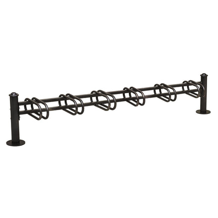 Province Bike Rack - Single Direction - Galvanised & Painted (6 Bikes / Agora / Black RAL 9005)