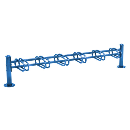 Province Bike Rack - Single Direction - Galvanised & Painted (6 Bikes / Agora / Blue RAL 5010)