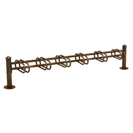 Province Bike Rack - Single Direction - Galvanised & Painted (6 Bikes / Agora / Brown RAL 8017)