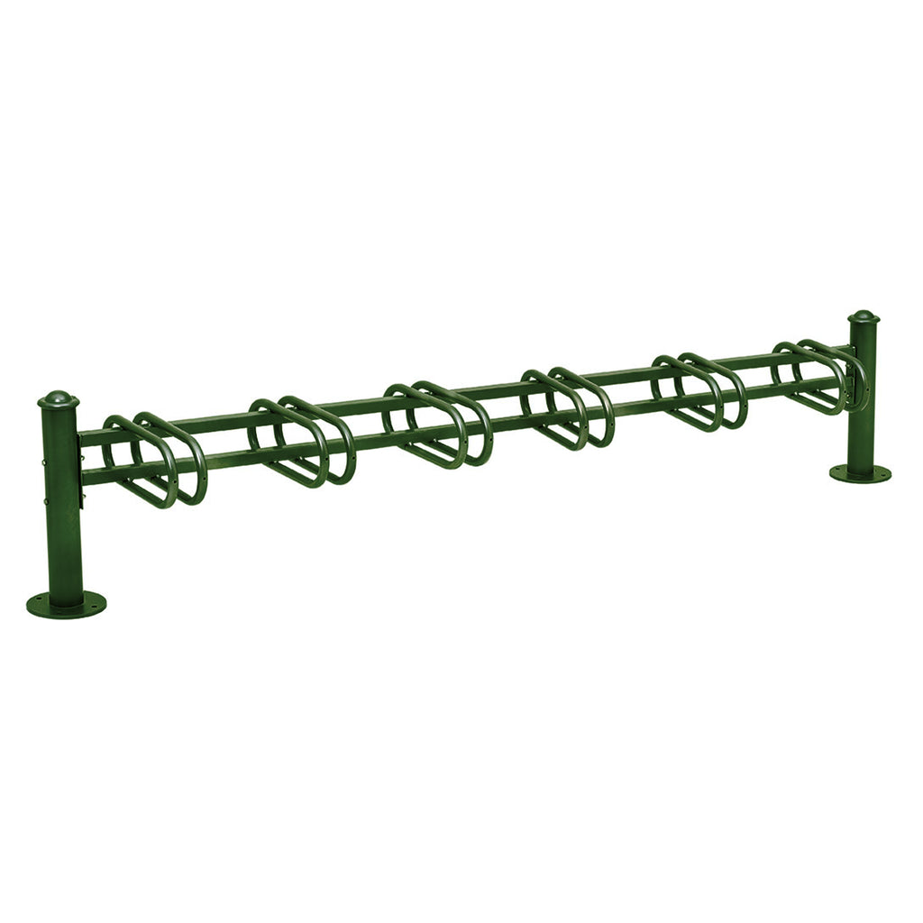 Province Bike Rack - Single Direction - Galvanised & Painted (6 Bikes / Agora / Green RAL 6005)