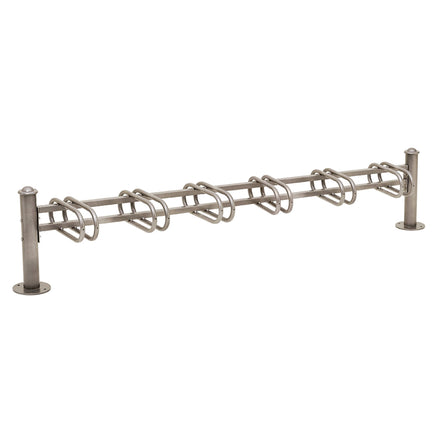 Province Bike Rack - Single Direction - Galvanised & Painted (6 Bikes / Agora / Grey RAL 7044)