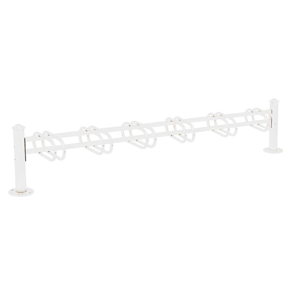 Province Bike Rack - Single Direction - Galvanised & Painted (6 Bikes / Agora / White RAL 9010)