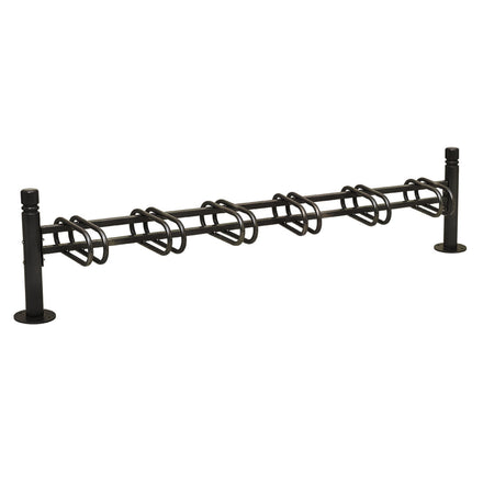 Province Bike Rack - Single Direction - Galvanised & Painted (6 Bikes / City / Black RAL 9005)