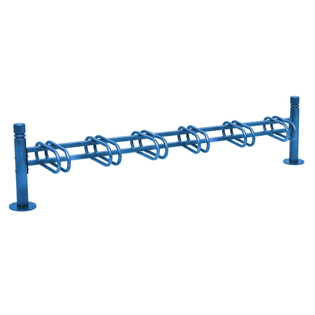 Province Bike Rack - Single Direction - Galvanised & Painted (6 Bikes / City / Blue RAL 5010)