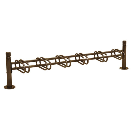 Province Bike Rack - Single Direction - Galvanised & Painted (6 Bikes / City / Brown RAL 8017)