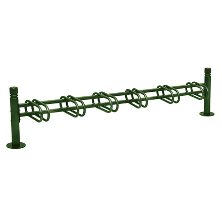 Province Bike Rack - Single Direction - Galvanised & Painted (6 Bikes / City / Green RAL 6005)