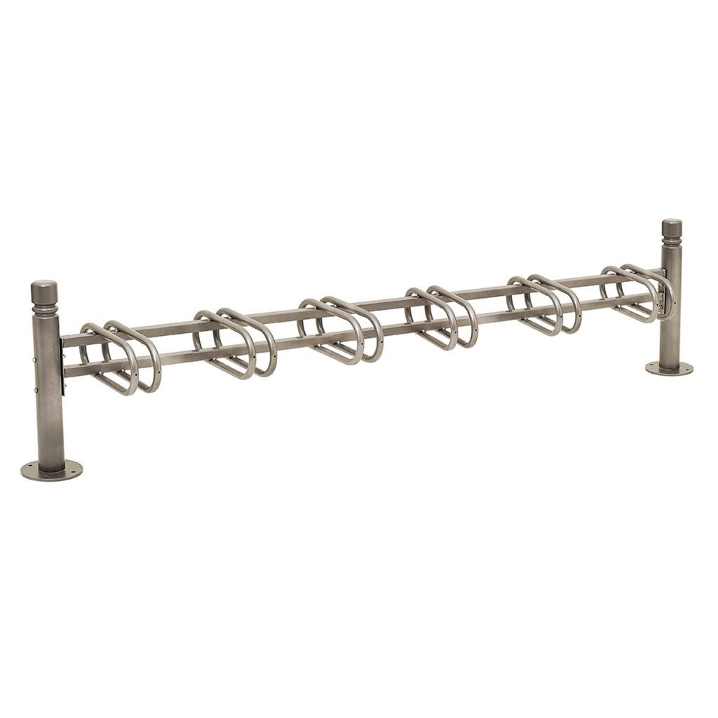 Province Bike Rack - Single Direction - Galvanised & Painted (6 Bikes / City / Grey RAL 7044)