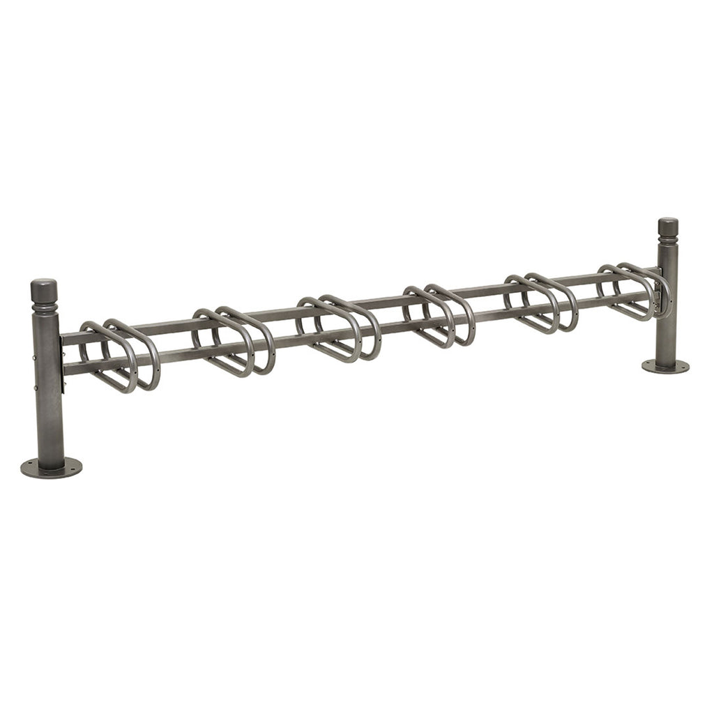 Province Bike Rack - Single Direction - Galvanised & Painted (6 Bikes / City / Procity Grey)