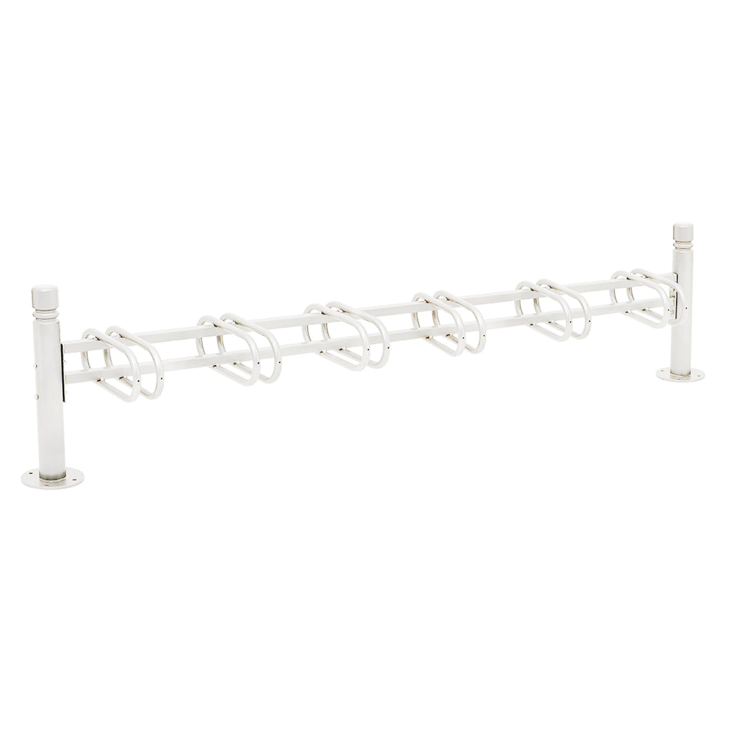 Province Bike Rack - Single Direction - Galvanised & Painted (6 Bikes / City / White RAL 9010)