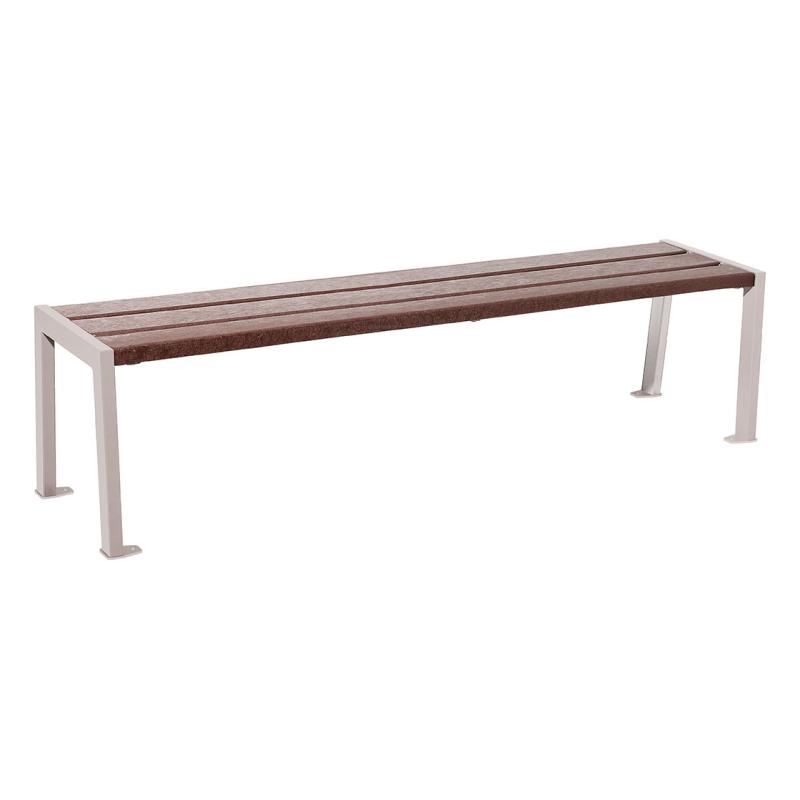 Procity Silaos Backless Bench (1.8m / Recycled Plastic (HPL) Slats / Silk Grey RAL 7044)