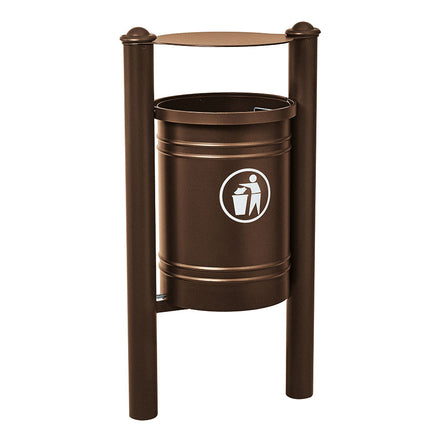 Procity Santiago Litter Bin 40L (Agora / Galvanised & Powder Coated Chocolate Brown RAL 8017)