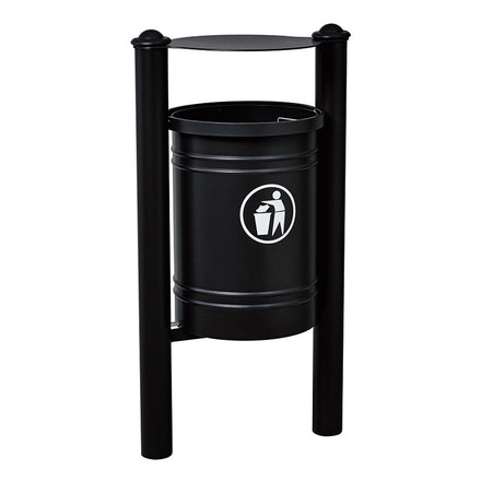 Procity Santiago Litter Bin 40L (Agora / Galvanised & Powder Coated Jet Black RAL 9005)