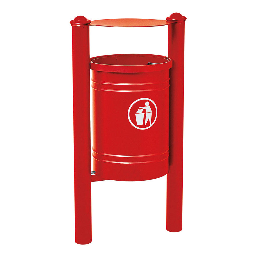 Procity Santiago Litter Bin 40L (Agora / Galvanised & Powder Coated Traffic Red RAL 3020)