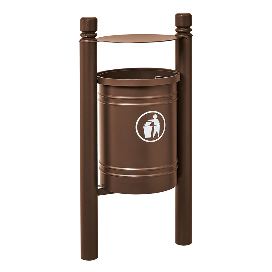 Procity Santiago Litter Bin 40L (City / Galvanised & Powder Coated Chocolate Brown RAL 8017)