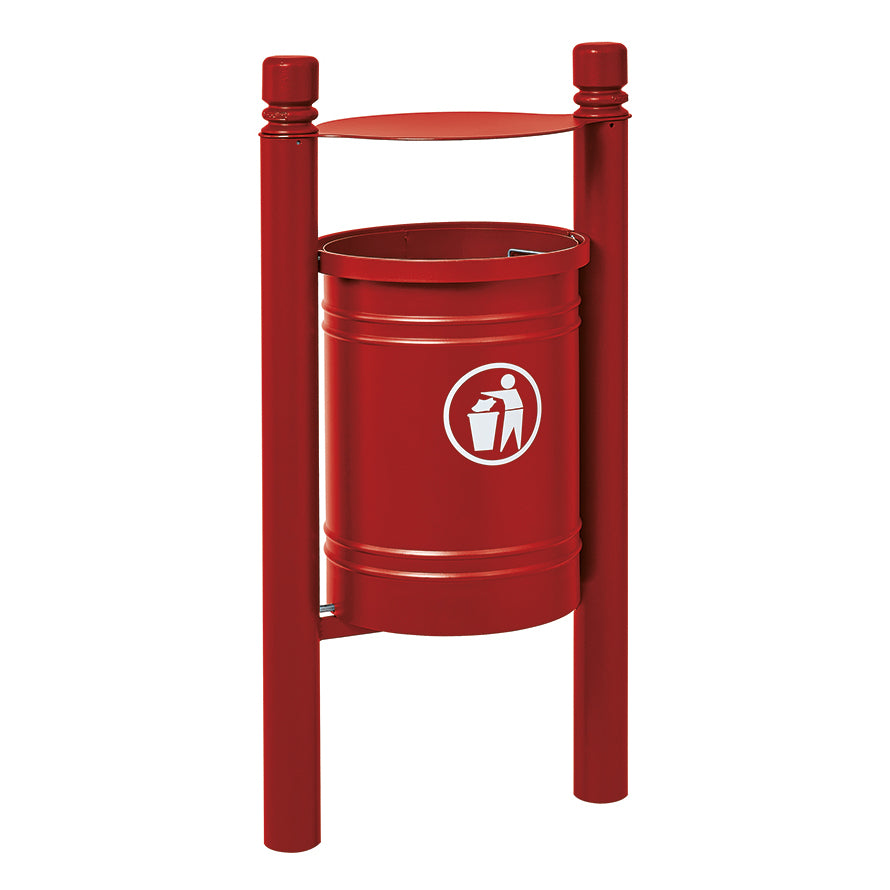 Procity Santiago Litter Bin 40L (City / Galvanised & Powder Coated Maroon RAL 3004)