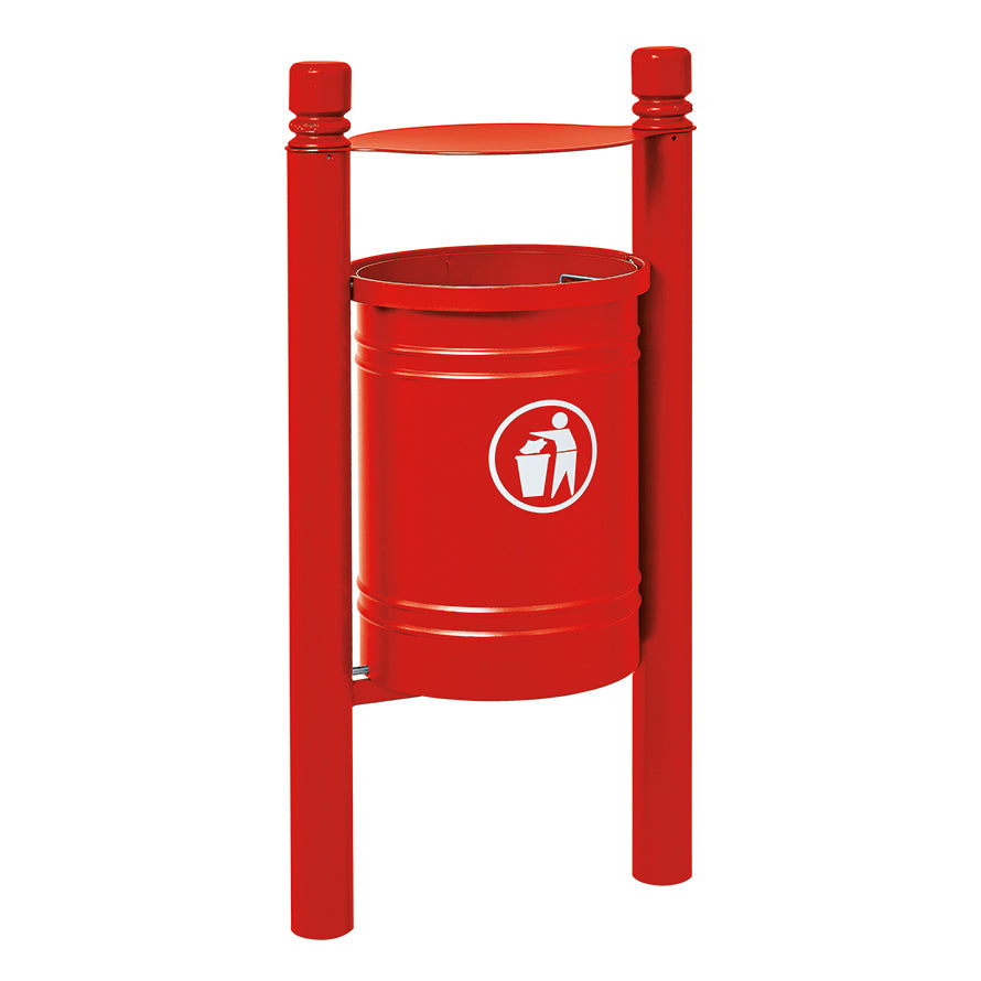 Procity Santiago Litter Bin 40L (City / Galvanised & Powder Coated Traffic Red RAL 3020)