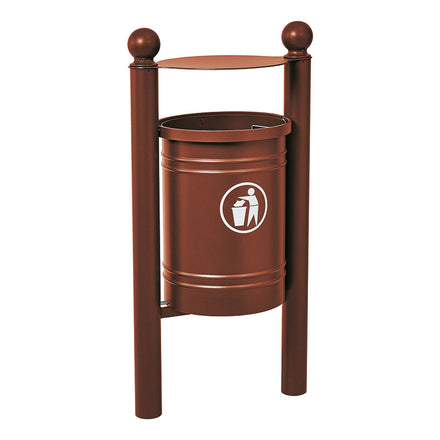 Procity Santiago Litter Bin 40L (Sphere / Galvanised & Powder Coated Corten Effect)