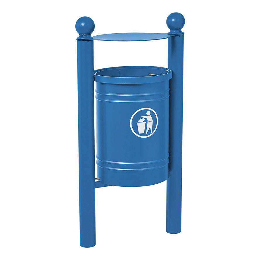 Procity Santiago Litter Bin 40L (Sphere / Galvanised & Powder Coated Gentian Blue RAL 5010)