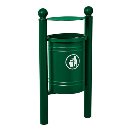 Procity Santiago Litter Bin 40L (Sphere / Galvanised & Powder Coated Moss Green RAL 6005)