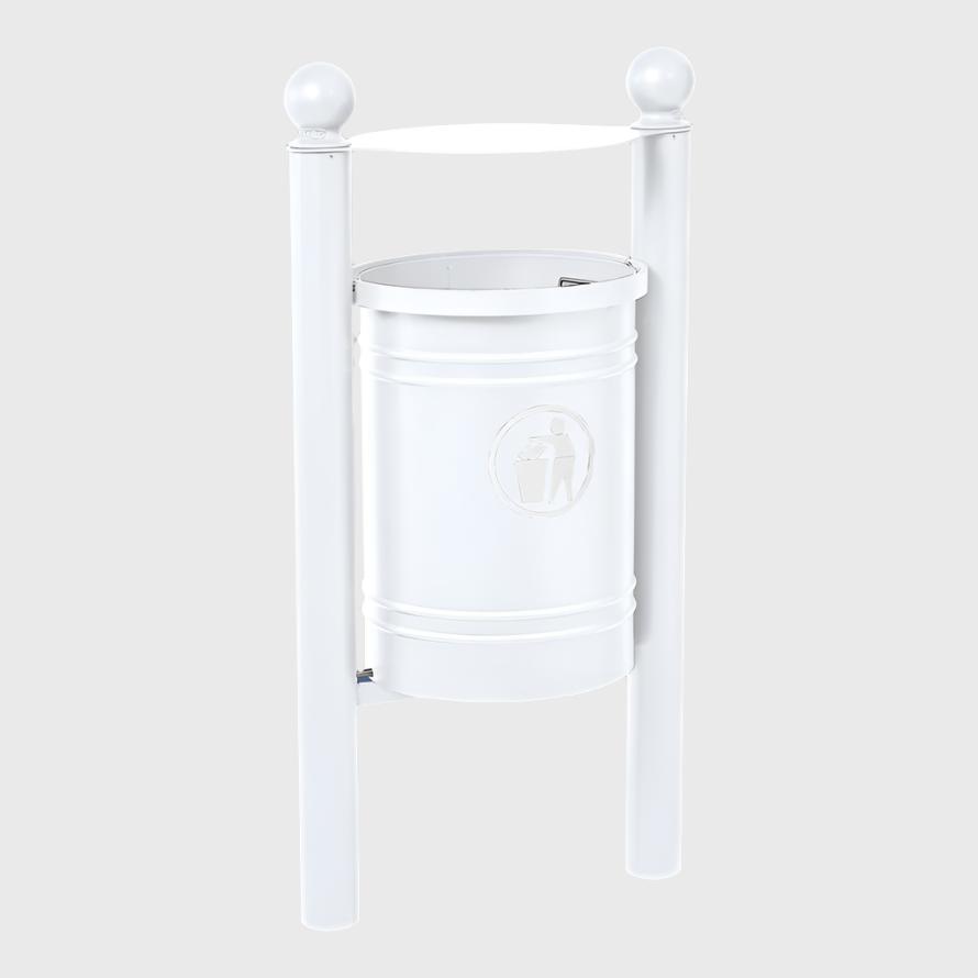 Procity Santiago Litter Bin 40L (Sphere / Galvanised & Powder Coated Pure White RAL 9010)