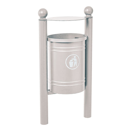 Procity Santiago Litter Bin 40L (Sphere / Galvanised & Powder Coated Silk Grey RAL 7044)