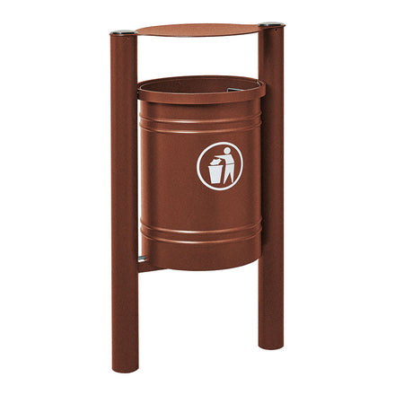 Procity Santiago Litter Bin 40L (Brushed Stainless Steel / Galvanised & Powder Coated Corten Effect)