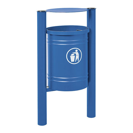 Procity Santiago Litter Bin 40L (Brushed Stainless Steel / Galvanised & Powder Coated Gentian Blue RAL 5010)