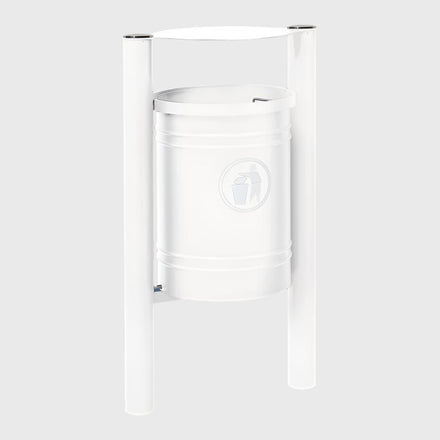 Procity Santiago Litter Bin 40L (Brushed Stainless Steel / Galvanised & Powder Coated Pure White RAL 9010)