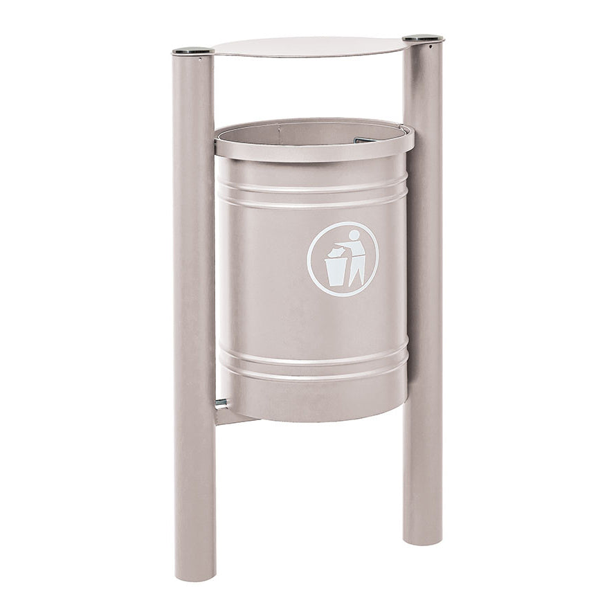 Procity Santiago Litter Bin 40L (Brushed Stainless Steel / Galvanised & Powder Coated Silk Grey RAL 7044)