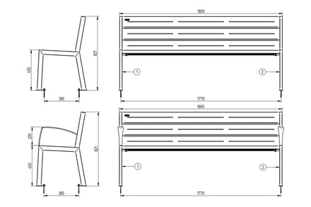 Procity Silaos Steel & Recycled Plastic Seat Bench 1.8m