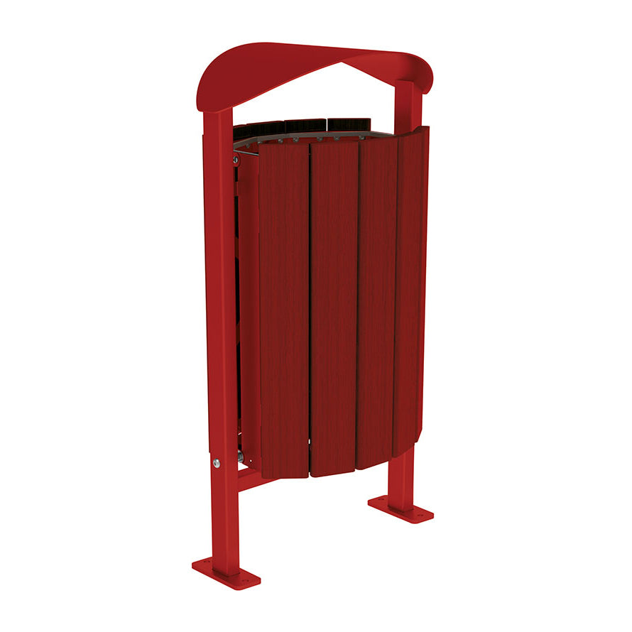 Procity Silaos Litter Bin 50L Steel & Mahogany Stained Hardwood