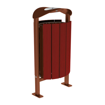 Procity Silaos Litter Bin 50L Steel & Mahogany Stained Hardwood