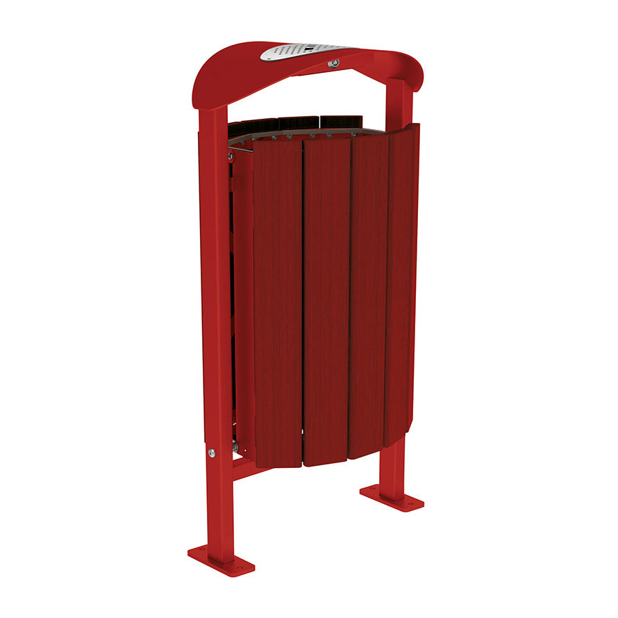 Procity Silaos Litter Bin 50L Steel & Mahogany Stained Hardwood