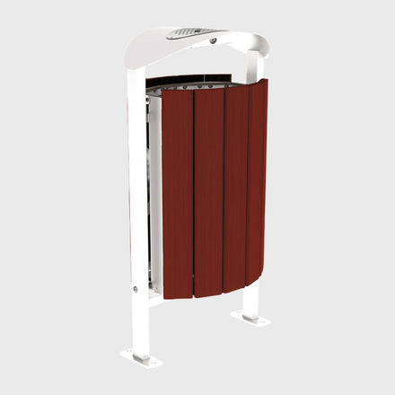 Procity Silaos Litter Bin 50L Steel & Mahogany Stained Hardwood