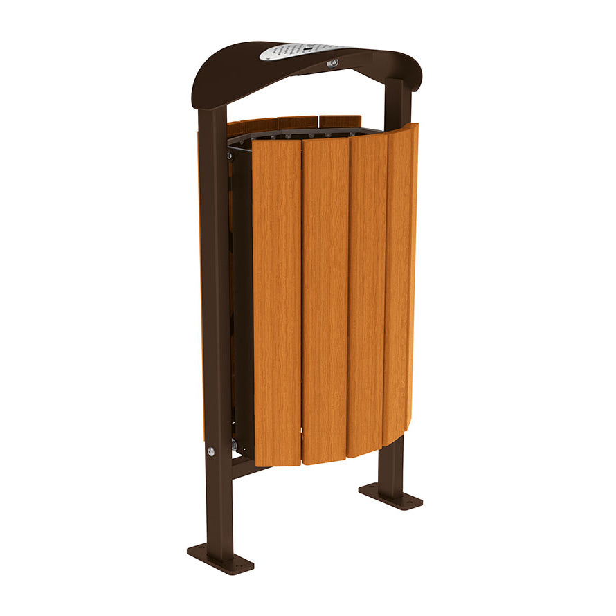 Procity Silaos Litter Bin 50L Steel & Light Oak Stained Hardwood