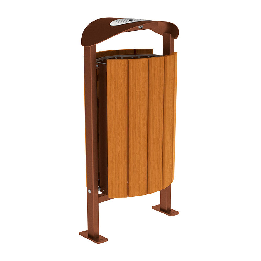 Procity Silaos Litter Bin 50L Steel & Light Oak Stained Hardwood