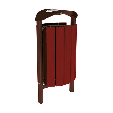 Procity Silaos Litter Bin 50L Steel & Mahogany Stained Hardwood