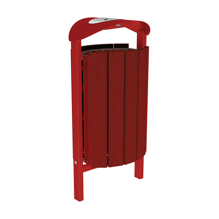 Procity Silaos Litter Bin 50L Steel & Mahogany Stained Hardwood