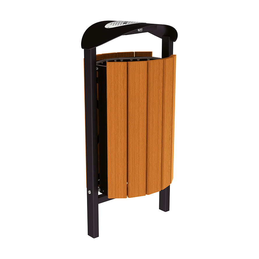 Procity Silaos Litter Bin 50L Steel & Light Oak Stained Hardwood