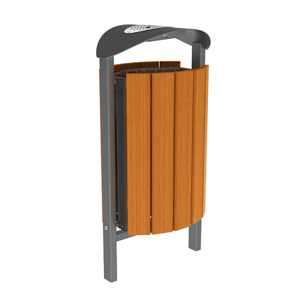 Procity Silaos Litter Bin 50L Steel & Light Oak Stained Hardwood