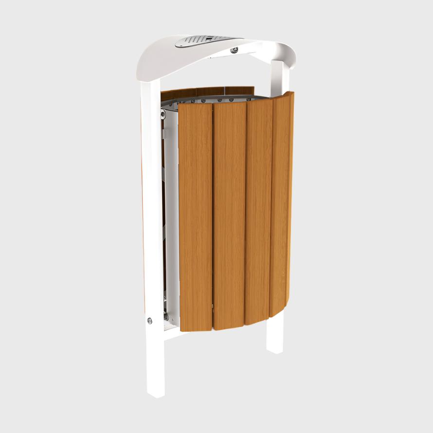 Procity Silaos Litter Bin 50L Steel & Light Oak Stained Hardwood