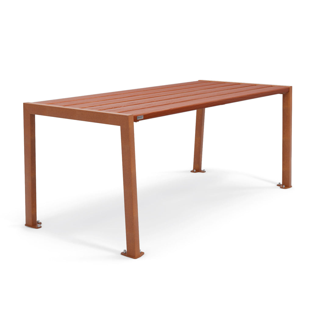 Procity Silaos Picnic Bench 1.8m Table Only Corten Effect Mahogany Stained PEFC Oak Slats