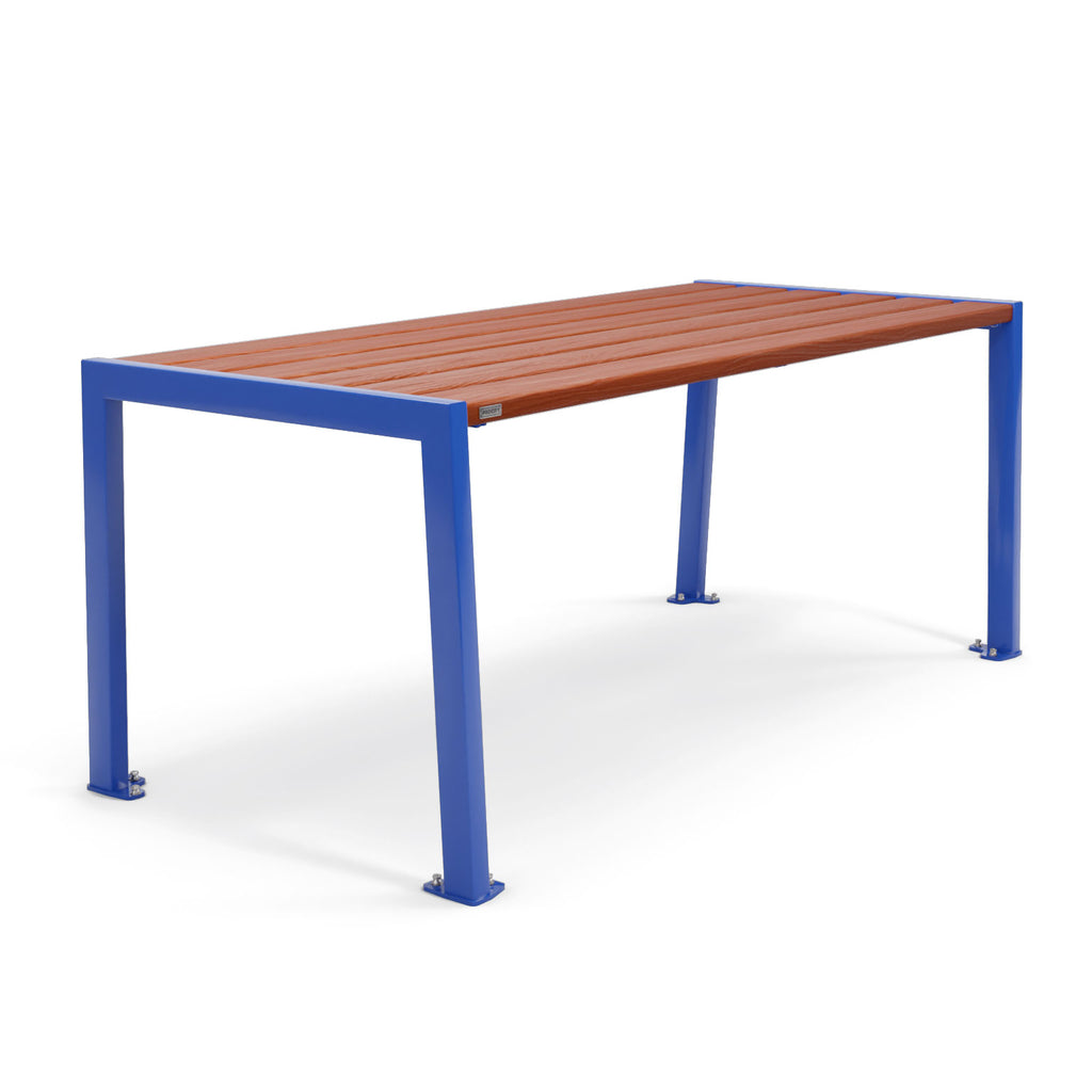 Procity Silaos Picnic Bench 1.8m Table Only Gentian Blue RAL 5010 Mahogany Stained PEFC Oak Slats