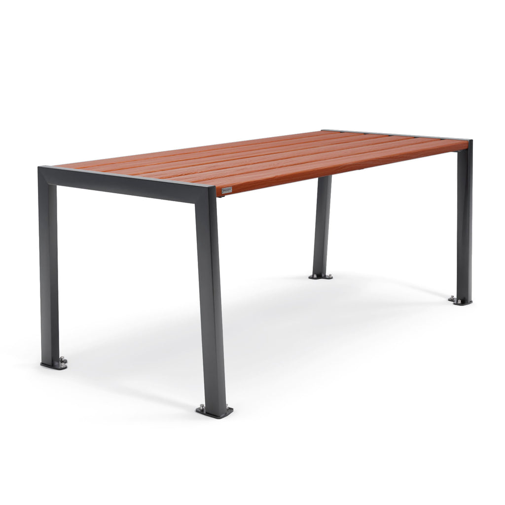 Procity Silaos Picnic Bench 1.8m Table Only Jet Black RAL 9005 Mahogany Stained PEFC Oak Slats