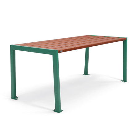 Procity Silaos Picnic Bench 1.8m Table Only Moss Green RAL 6005 Mahogany Stained PEFC Oak Slats