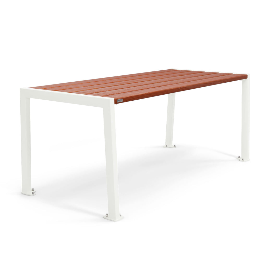 Procity Silaos Picnic Bench 1.8m Table Only Pure White RAL 9010 Mahogany Stained PEFC Oak Slats