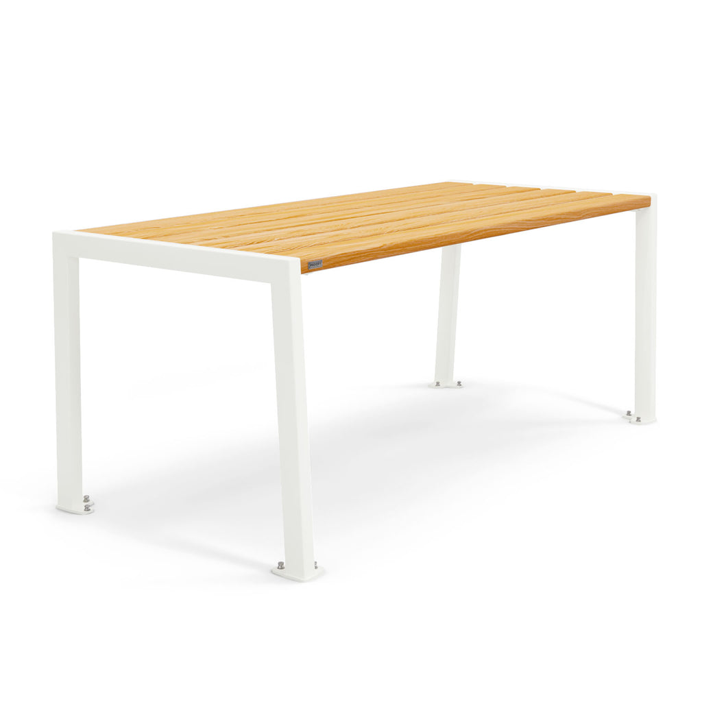 Procity Silaos Picnic Bench 1.8m Table Only Pure White RAL 9010 Light Oak Stained PEFC Oak Slats