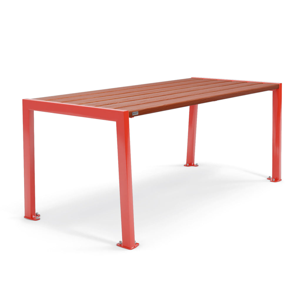 Procity Silaos Picnic Bench 1.8m Table Only Traffic Red RAL 3020 Mahogany Stained PEFC Oak Slats