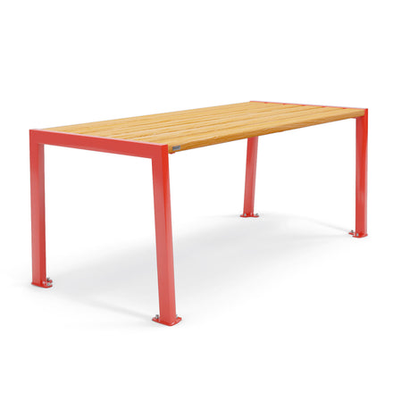 Procity Silaos Picnic Bench 1.8m Table Only Traffic Red RAL 3020 Light Oak Stained PEFC Oak Slats