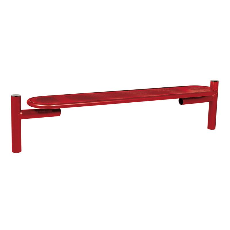 Procity Estoril Backless Bench 1.8m (Brushed Stainless Steel / Maroon RAL 3004)